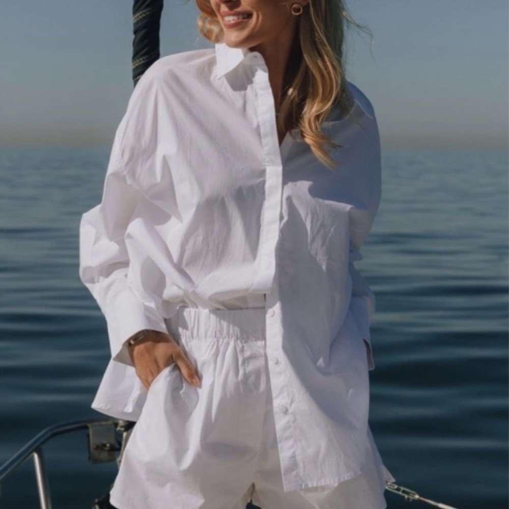 NWT Daily Drills White Oversized Button Down